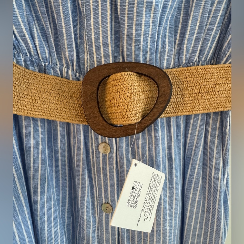 Zara Linen Blend Belted Shirt Dress - Picture 8 of 9
